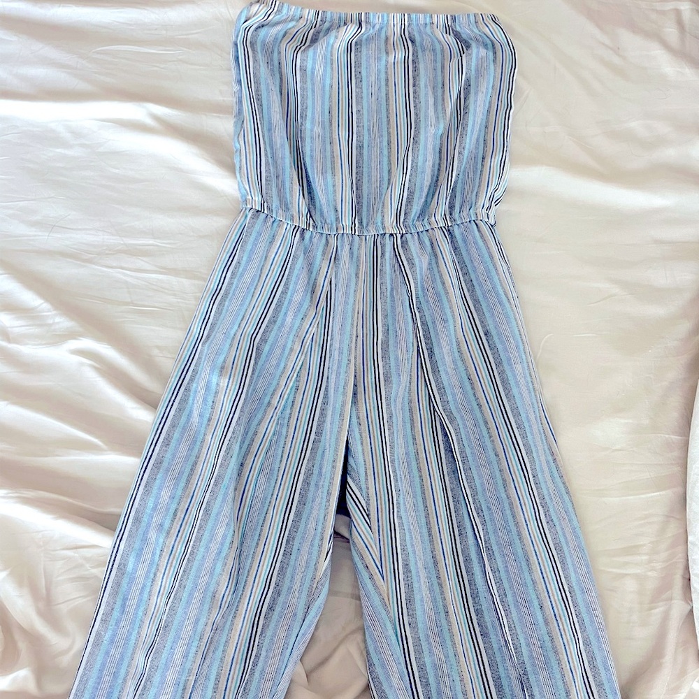 Strapless Striped Jumper w/ Slits
